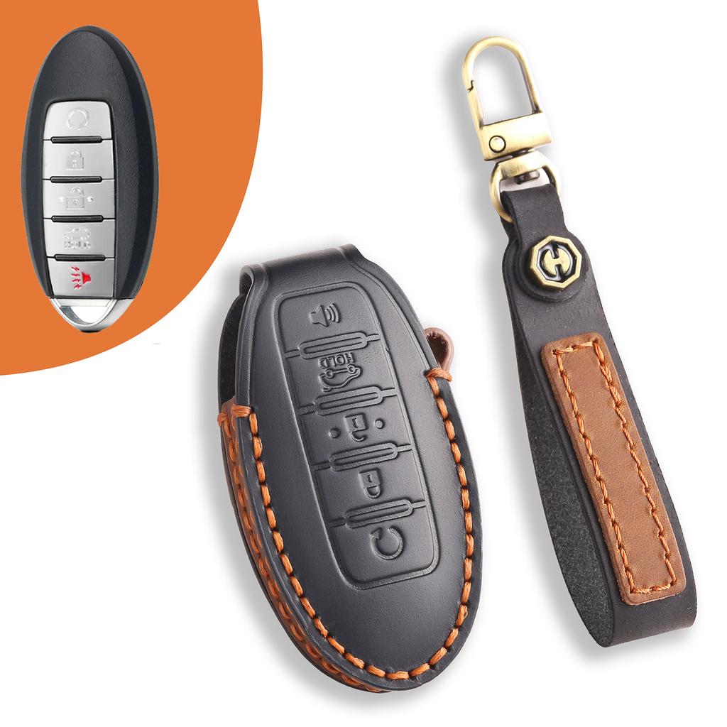 Leather key case Suitable for Nissan Teana Qashqai Jinke car key case Cowhide protective case