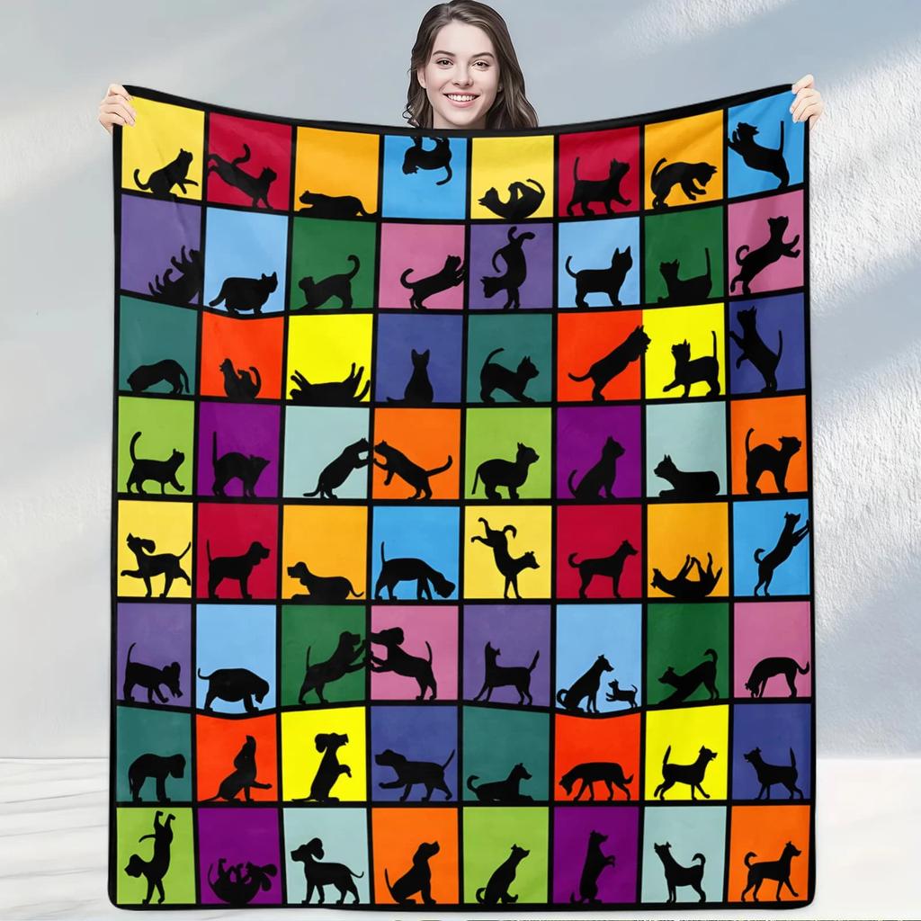 Cute Pet Silhouette Living Room Blanket Soft Throw for Sofa Decor Ideal Home Gift with Animal Pattern Perfect for Home Decoratio