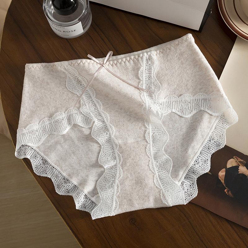 Women's Spring and Autumn Bowtie Class 7A Bacteriostatic High Split Cotton Crotch Hip Mid Waist Triangle Briefs