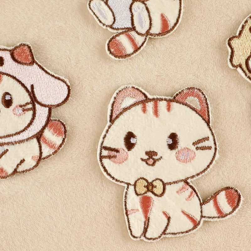 Original Embroidery Label Embroidery Sticker Badge Clothing Accessories Cartoon Plush Cat Cloth Label Badge Patch Cloth