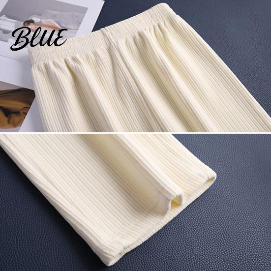 Comfortable Winter Trousers Women Pants Elastic High Waist Straight Wide Leg Velvet Versatile Lining Long Solid Color Loose Fit Casual Wide-leg