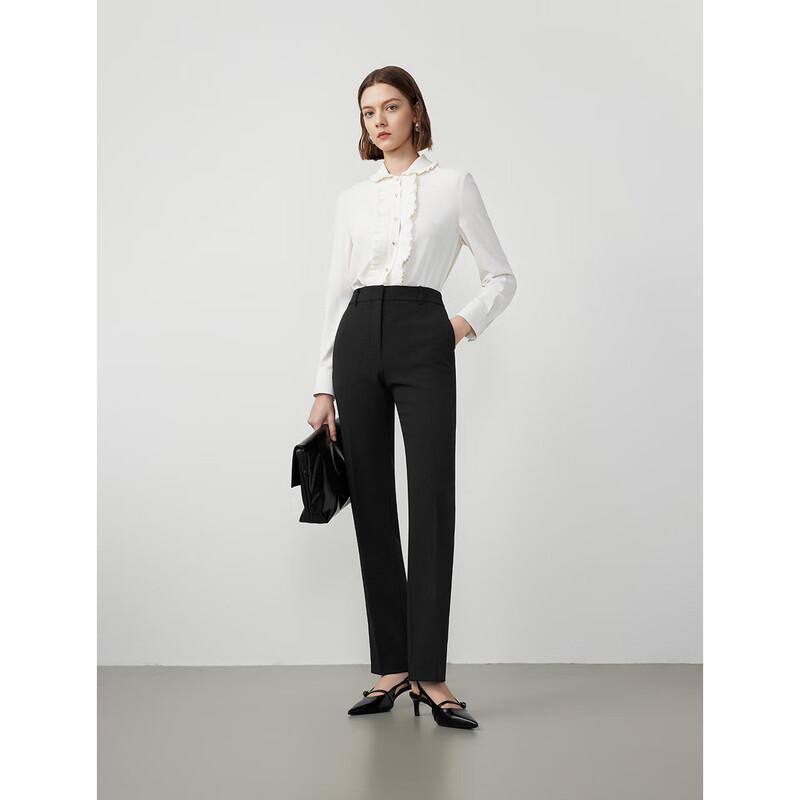 LANZHI Women's Slimming Straight-Leg Suit Pants