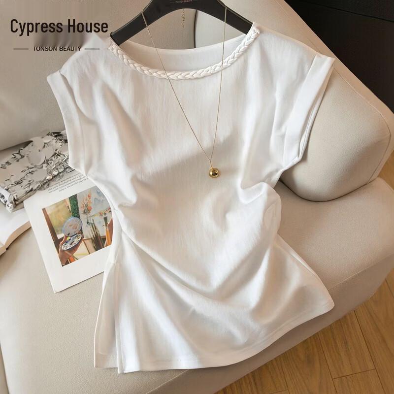 Silkbay Women s Pure Color Round Neck Short Sleeve T-Shirt L