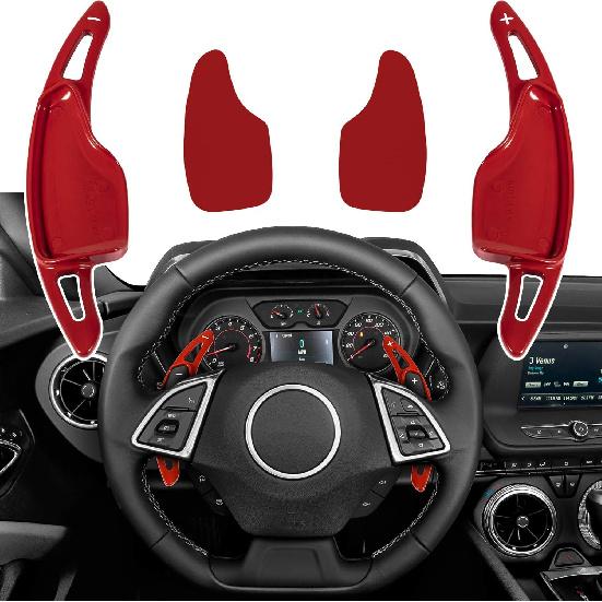 Red Aluminum Steering Paddle Shifter Extension Cover Trim Interior Accessories For Chevrolet Camaro 2016-, 2014- Chevrolet Corvette C7