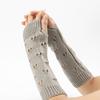 Unisex Half Finger Gloves Jacquard Heart Knitted Arm Wrist Sleeve for Winter