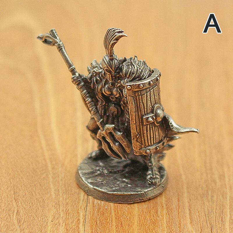 Ancient White Brass Spartan Rome Knight Figurines Miniatures Vintage Soldiers Model Statue Desktop Ornament Gift
