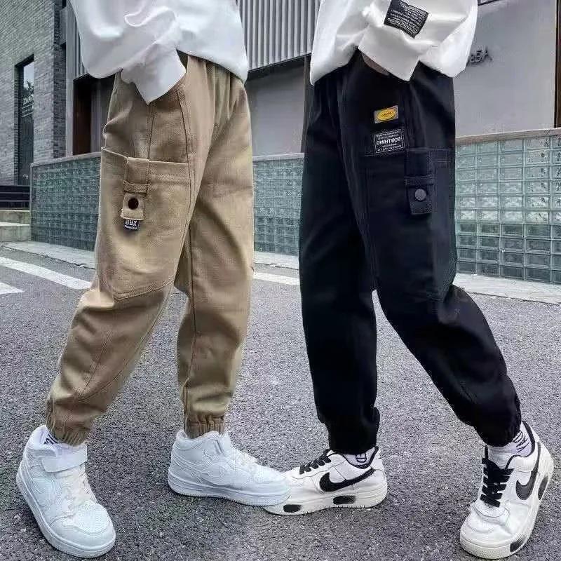 Boys' Casual Spring/Autumn 2024 Overalls - Trendy Large-Size Trousers for Kids