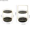 Home Bathroom Desktop Shelf Marbling Ceramics Iron Art Double Storage Rack Cosmetic Organizer Rotatable Storage Decoration Rack
