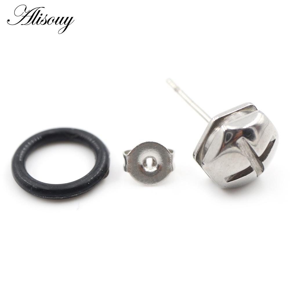 Alisouy 2 STÜCKE Edelstahl Kreuz Sechseck Kegel Spike Quadratisch Rund Ohrstecker Ohrringe Tragus Piercing Fake Taper Für Männer Frauen