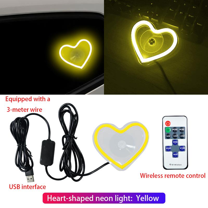 Car LED window lights interior decoration lights glowing heart atmosphere lights USB wiring car modification neon Car Decoration
