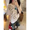 Women's Star Print T-Shirt Casual Loose Short Sleeve White Tee