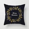 Christmas Decoration Cushion Cover Black Gold Elk Print Pillowcase Sofa Ornaments Bedroom Room Home  Holiday Gift
