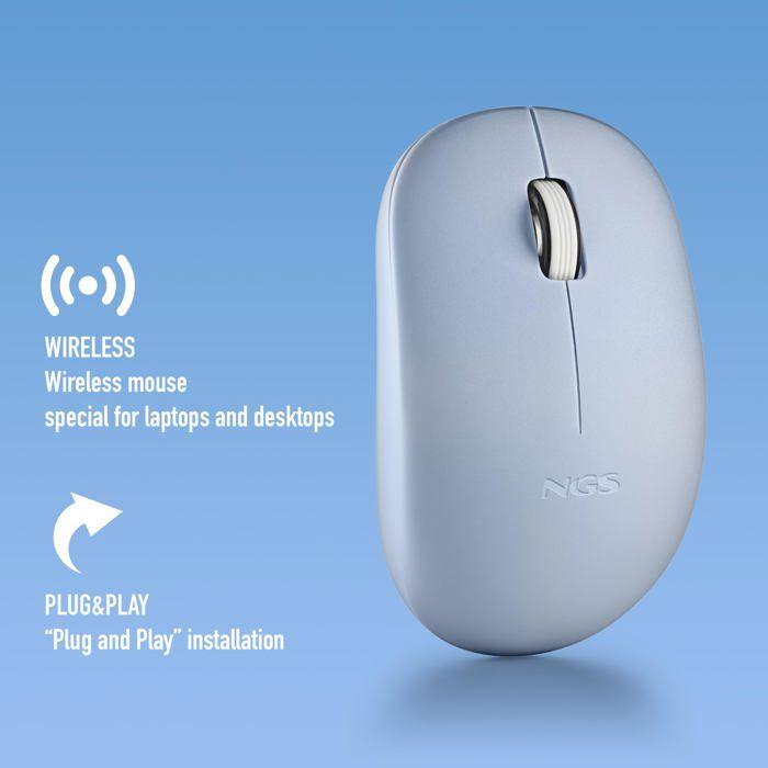 Souris Optique - NGS - FOG PRO BLUE - 1000 DPI - Sans Fil - Boutons Silencieux