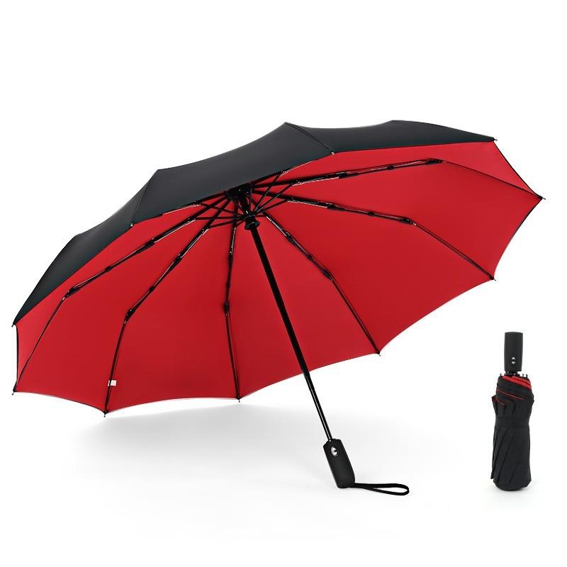 Double-Layer Umbrella Automatic 10-Bone Folding Reinforced Windproof Male Female Double-Purpose Double-Layer Umbrella