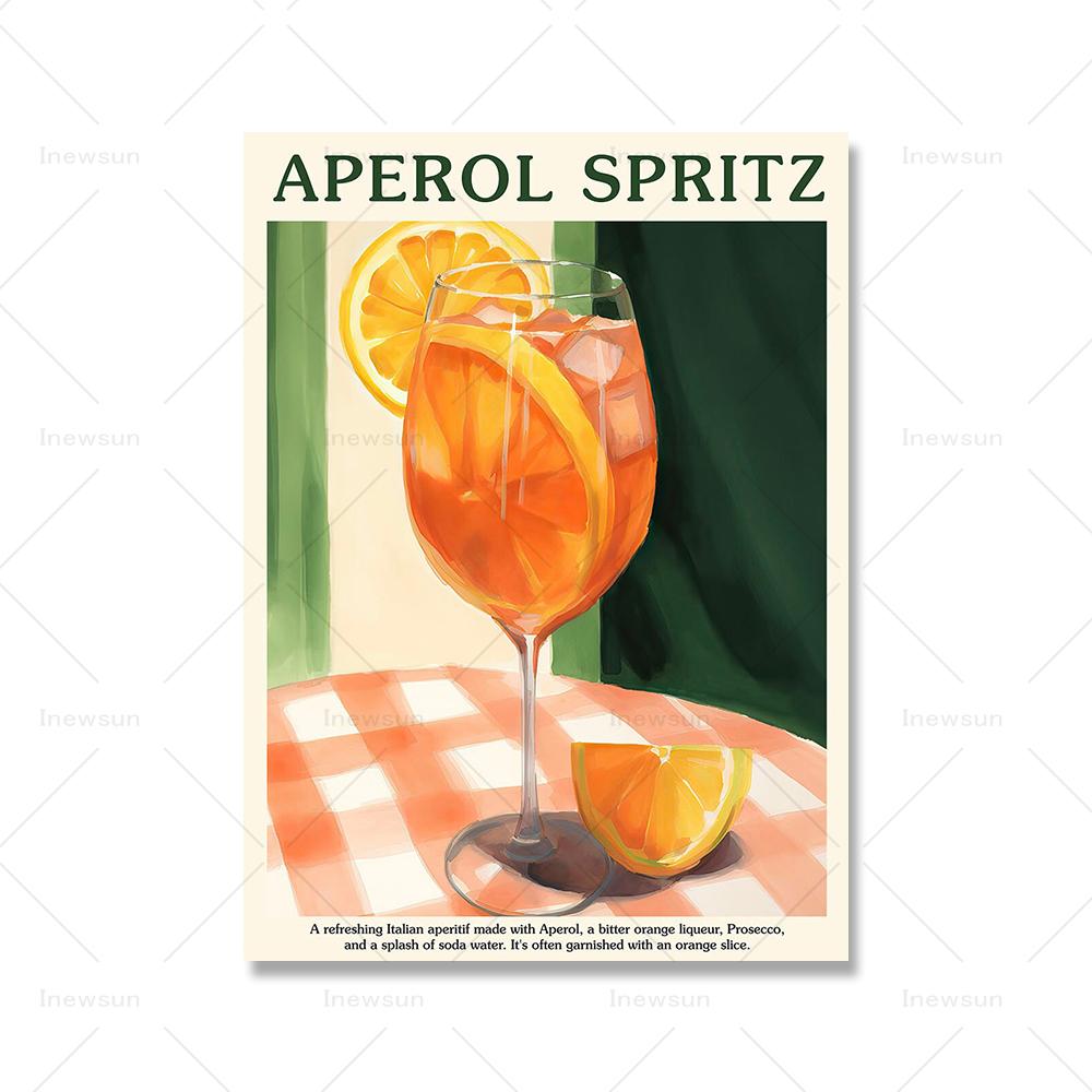 Fruit Juice Picante Aperol Spritz Cocktail Posters Wall Art Print Sangria Drink Negroni Canvas Painting Club Bar Home Decoration