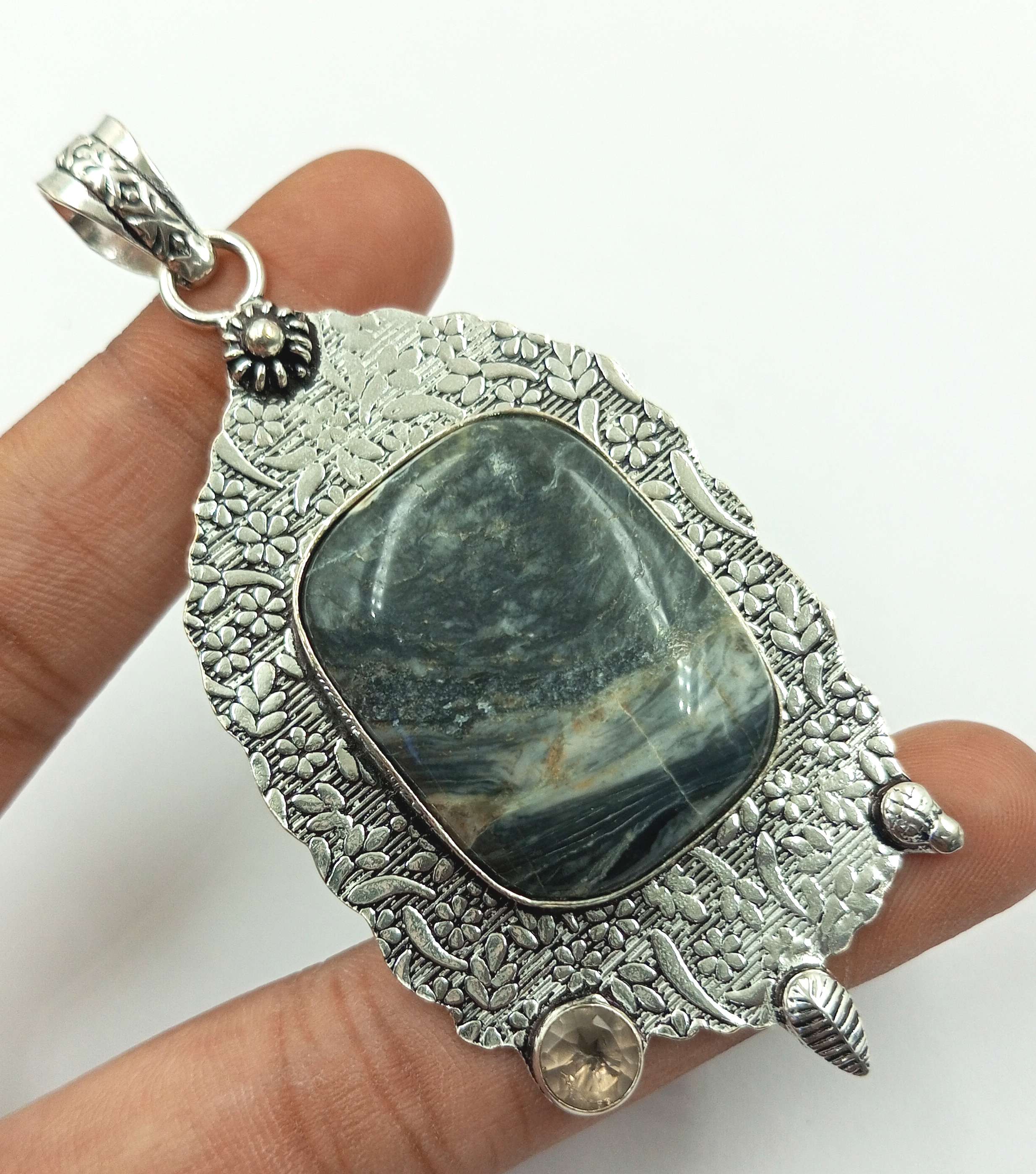 

Ocean jasperGemstone 925 Sterling Silver Plated Women s Gifted Pendant UUOL-P16