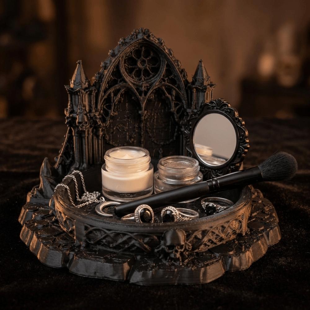 Retro Castle Jewelry Stand Black Gothic Style Decorative Tray Jewelry Storage Tray Home Storage