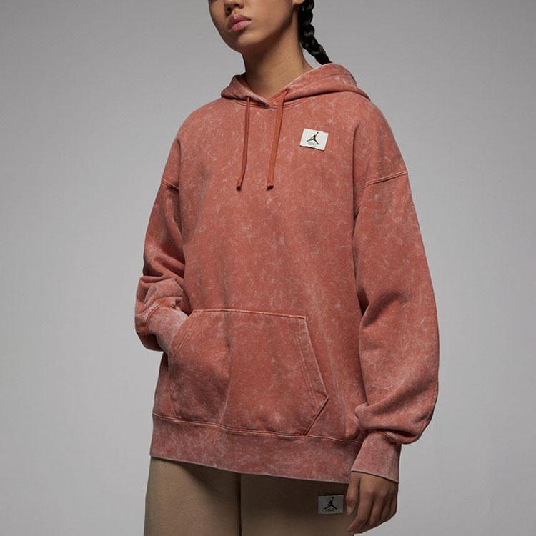 Jordan Logo Print Knit Hoodie Loose Fit Women Hoodies Light-Sienna DX0443-812
