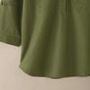 ZANZEA Women Casual Turn Down Collar 3/4 Sleeve Loose Blouse