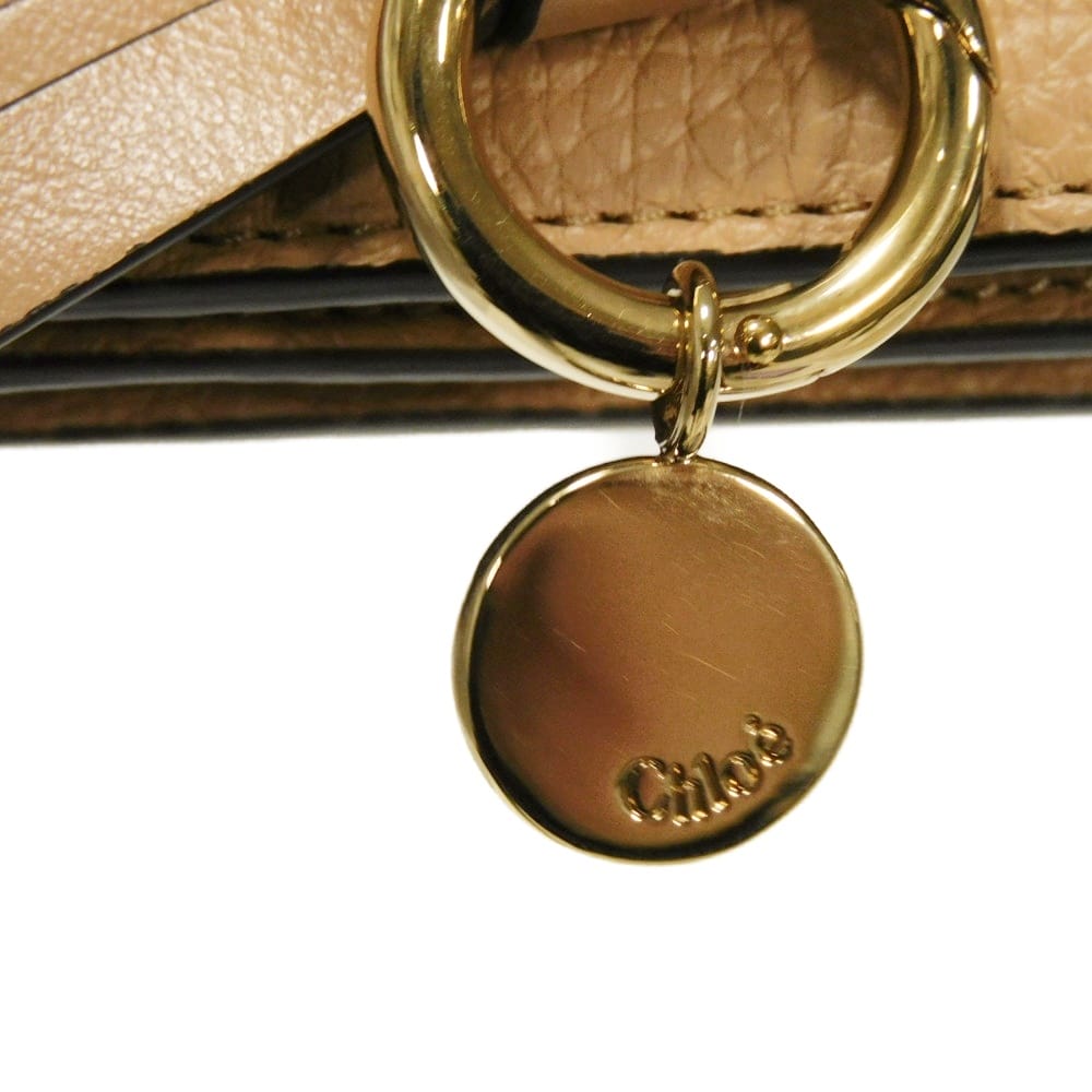 Used 9656 Alphabet Card Holder CHC21WP015F57 7946 Current Pastel Unused Logo Medal Charm Muted Brown Women's from Japan