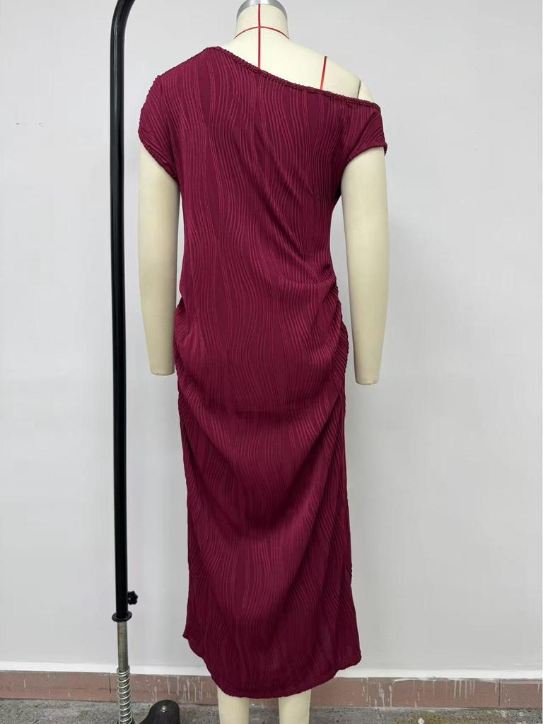 2025 Chic Water Ripple One-Shoulder Dress for Women