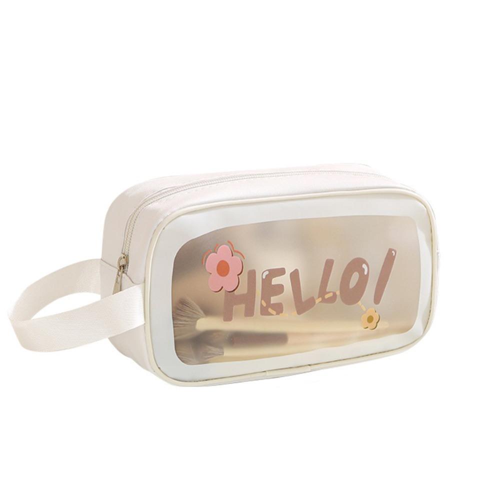 

Квадратная прозрачная косметичка большой вместимости, моющаяся, милая мультяшная ПВХ косметичка для женщин S White