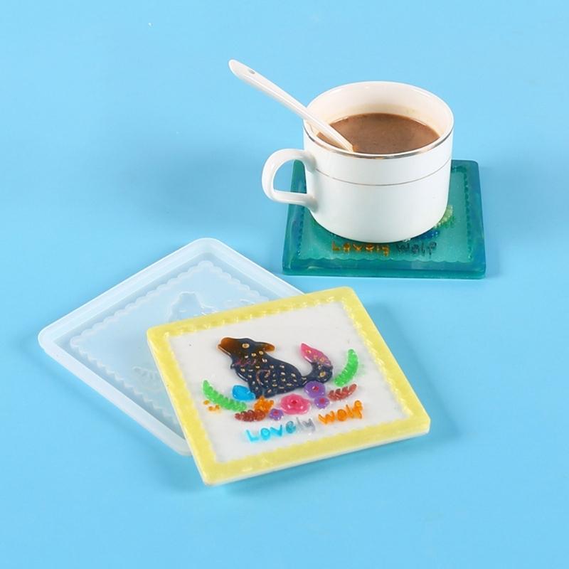 Matrițe pentru suporturi de pahar cu animale Matrițe din silicon pentru suporturi de pahar Matriță pentru suport de cană Matriță pătrată pentru turnare epoxy pentru suport de pahar din rășină Artă murală Decor pentru casă