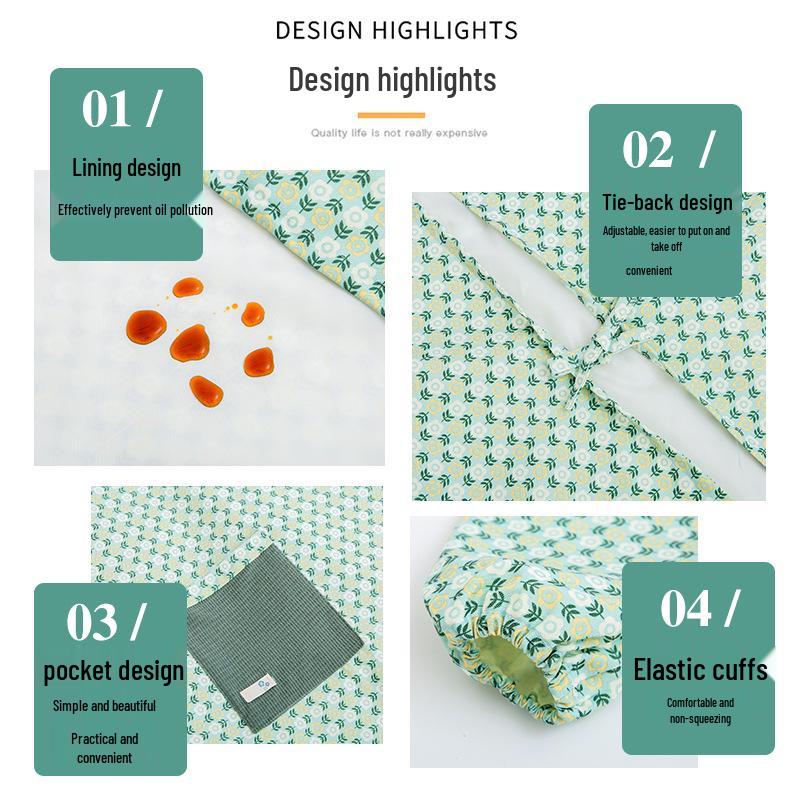2023 Women's Long Sleeve Printed Kitchen Apron - Oil-Proof Fashion Smock for Cooking