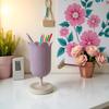 Pen Holder for Desk, Plastic Tulip Pen Holder Girl Small Makeup Box Cute Stationery Organizer Pencil Stand Case Pencil Cups Desktop Decoration Pencil