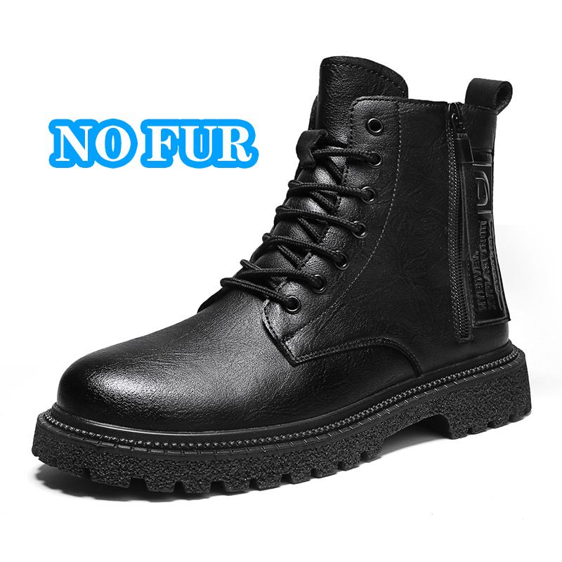 Stylish Casual Leather Men Cowboy Boots Genuine Leather Ankle Boots Classic Man Motorcycle Botas Winter Plush Snow Shoe Sneakers