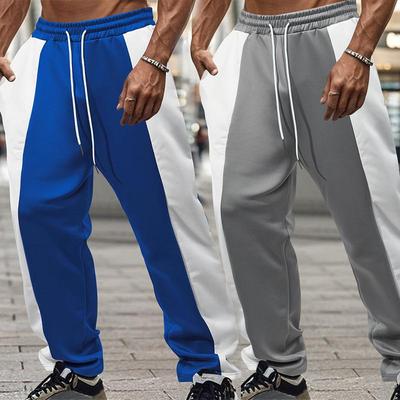 Pánské volné sportovní tepláky se stahovací šňůrkou, módní barevný blok, ležérní kalhoty ve stylu high street
