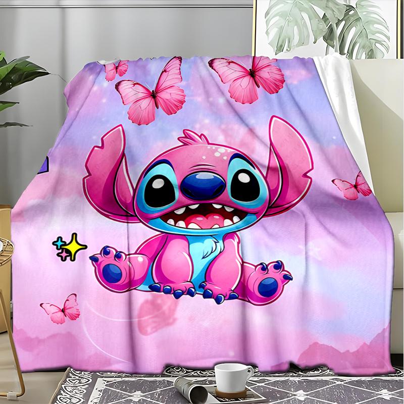 Lilo & Stitch Flannel Fleece Blanket Cozy Warm Throw Blanket For Couch Bed Travel All Season Use
