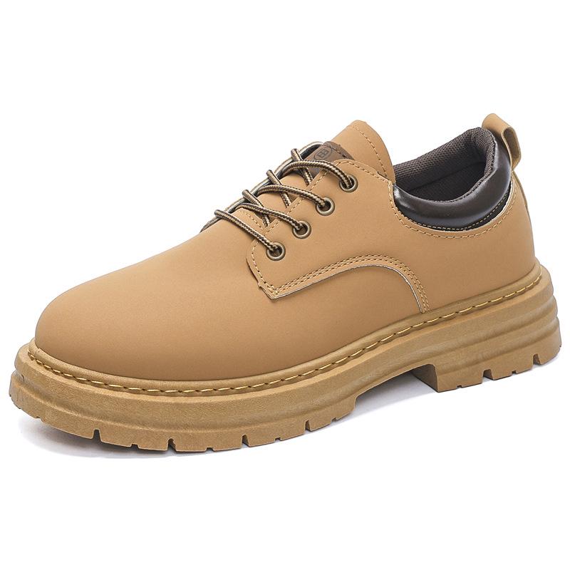 Men's Autumn Martin Ankle Boots - Trendy & Versatile Yellow Thick Sole Work Shoes