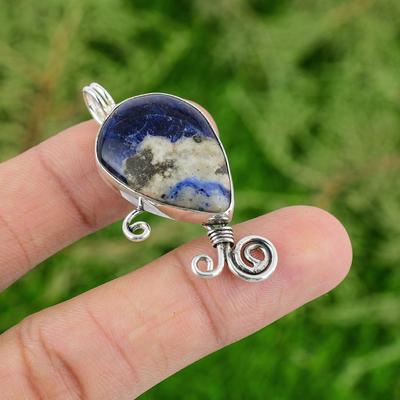 Sodalite Pendant Natural Gemstone Pendant 925 Sterling Silver Pendant Handmade Jewelry Christmas Gifts For Her