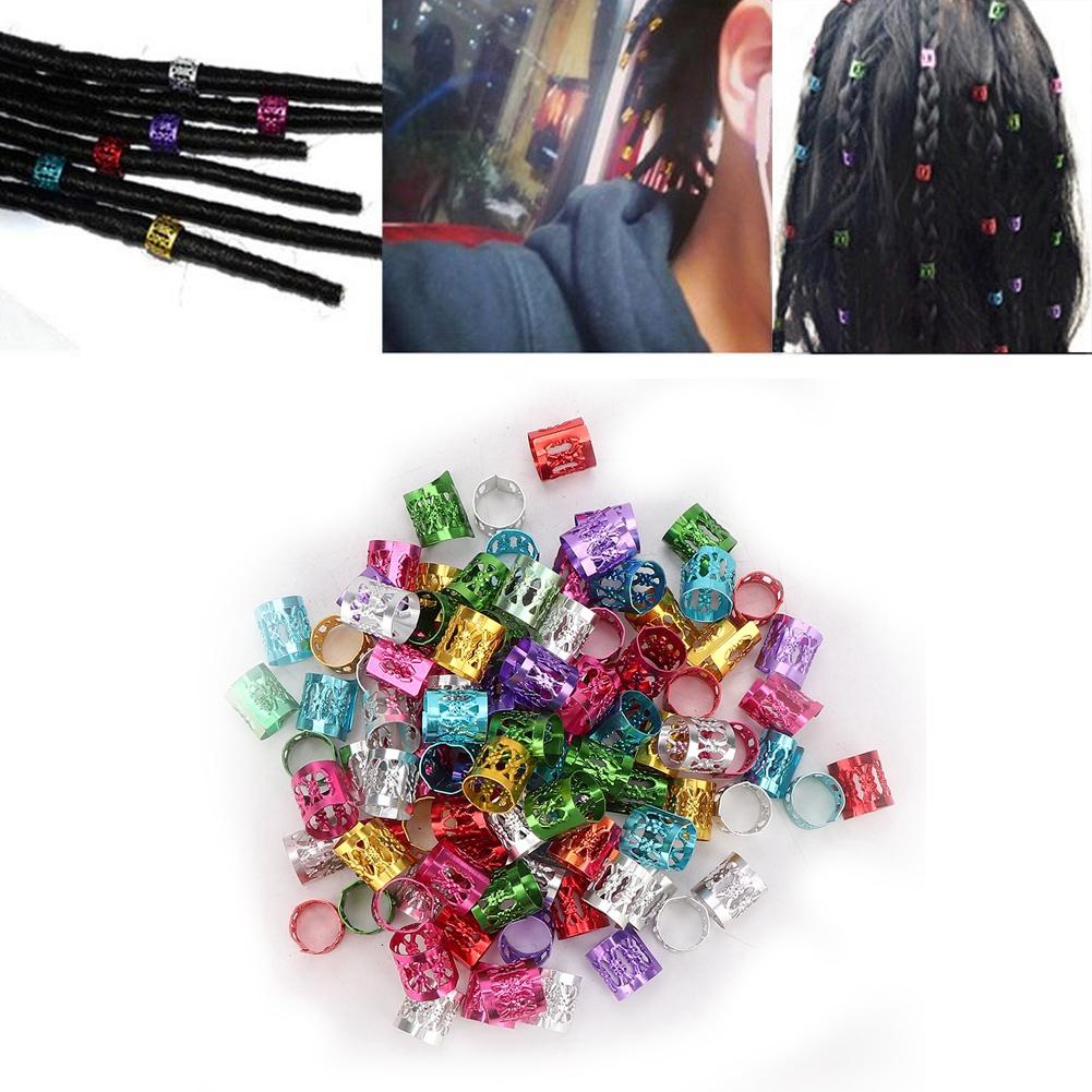 100Pcs Adjustable Dreadlocks Hair Braid Beads Cuffs Hair Decoration Wig Accessories Colorful