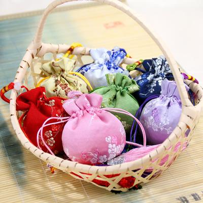 Chinese Silk Style Brocade Embroidered Bag Embroidery Sachet Cloth Pouches Tassel Pendant Drawstring Bag For Jewelry Gift Bags