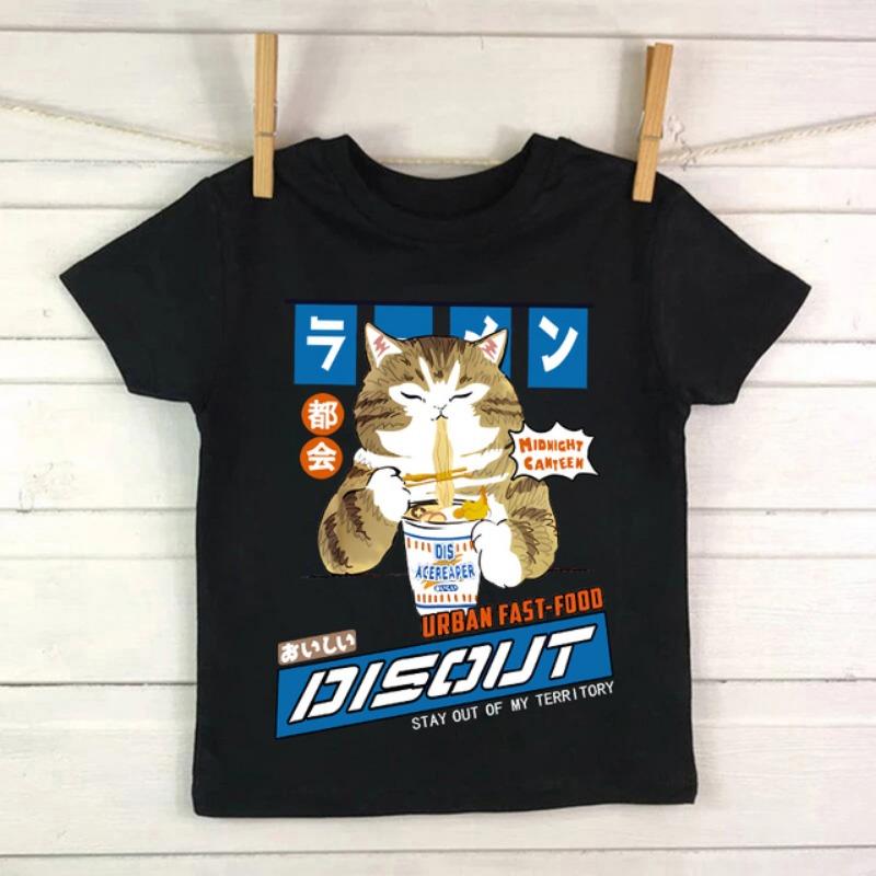 Japanese Anime Kid T Shirt Cat Kawaii Manga Children T-shirt Kids Clothes Tshirt Tops Tee Boys Girls Tee Baby Cute Y2k