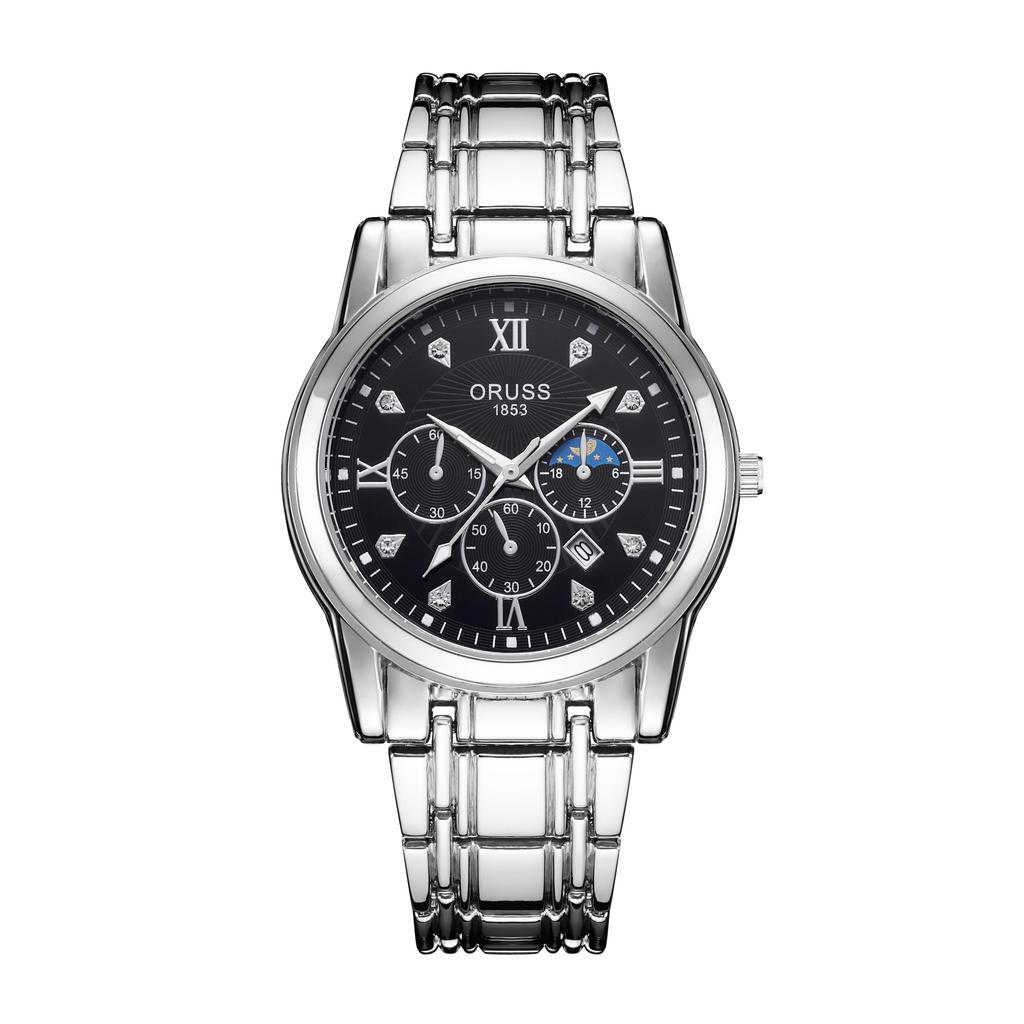 Relógio Masculino Automático Completo Luminoso À Prova D'água Calendário Pulseira de Aço