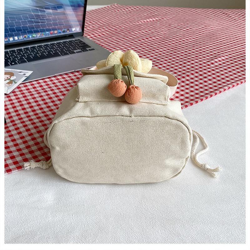 Cute Girl Crossbody Bag Casual Shoulder Bag Women Japanese Minimalist Drawstring Bucket Bag New Floral Design