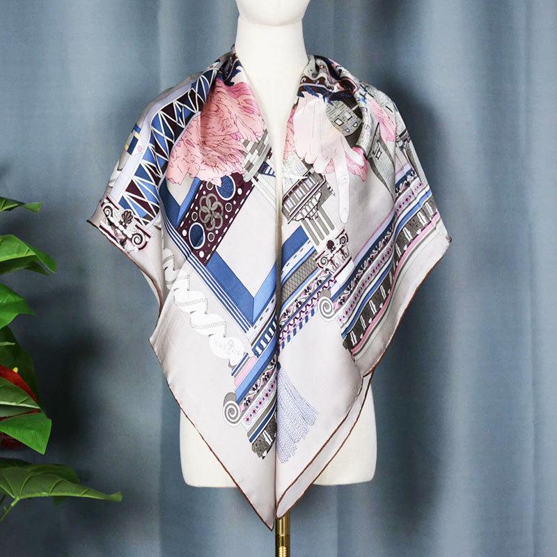 2024 New Style Large Square Scarf: 110 Mulberry Silk with Hand-Rolled Edges