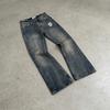 Jeans Évasés Vintage Homme Coupe Slim Pantalon en Jean Lavé Pantalons Longs Décontractés Automne