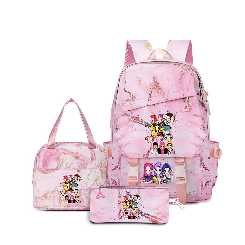 School Season Printed Student Schoolbag Backpack Shoulder Pencil Bag Three-Piece Set