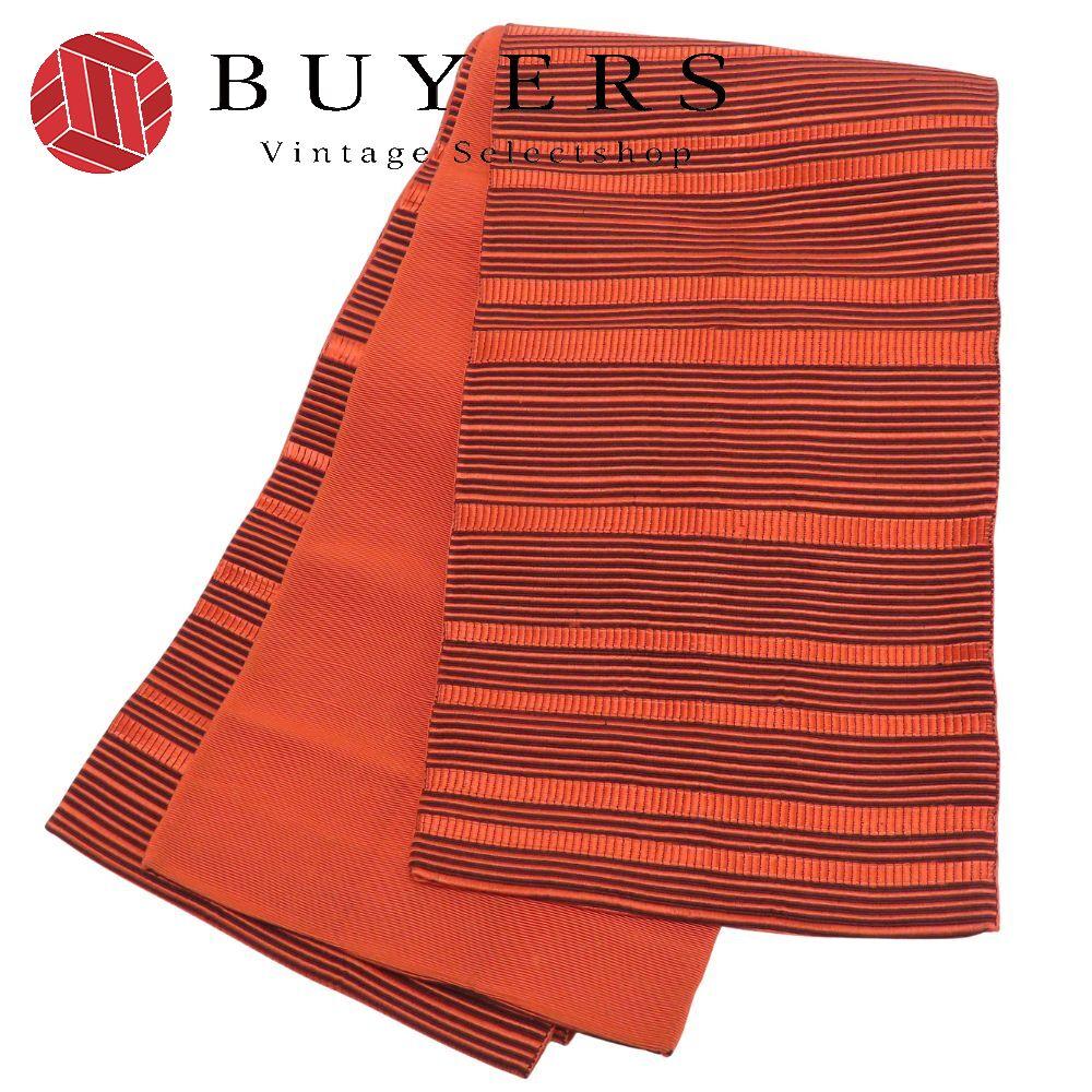 Half-width obi, pure silk, orange, dark brown, modern, stylish, Japanese clothing, kimono, kimono, ladies, women