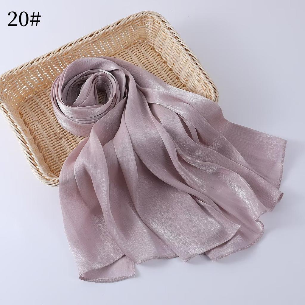 35 Colors Women Hijab Scarf Shiny Muslim Long Scarves Light Weight Soft Turban Shawl Organza Satin Shimmer Scarf
