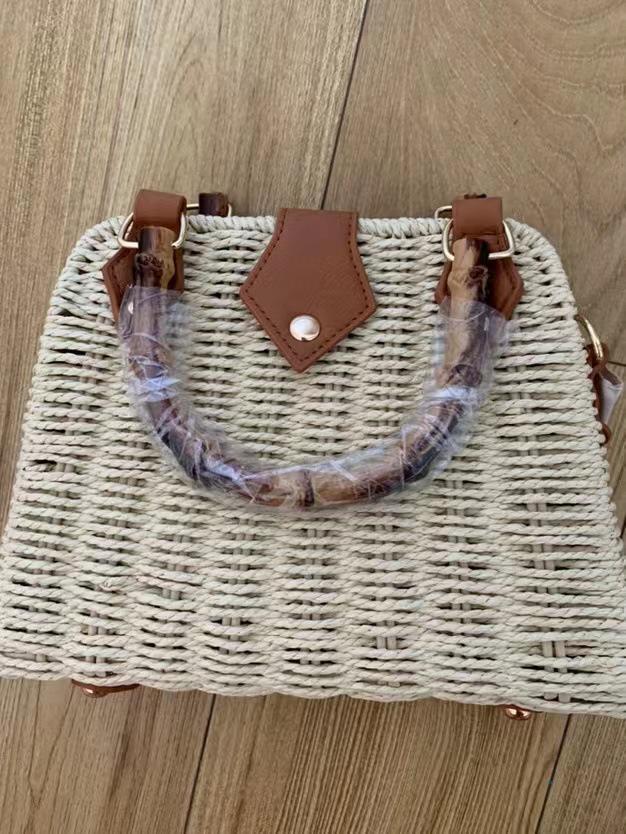 

Популярная нишевая соломенная сумка: Универсальная женская плетеная квадратная сумка через плечо и ручная грязно-белый