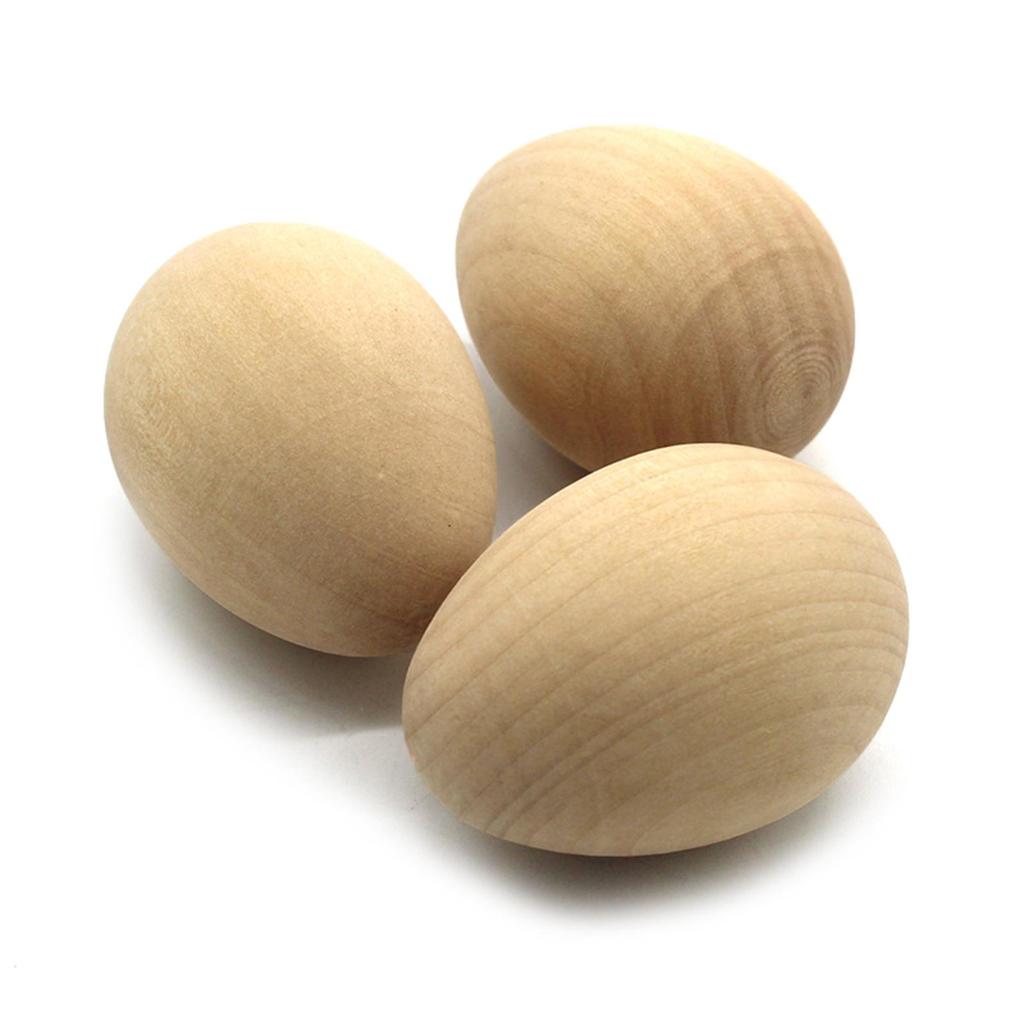 10x Wooden Blank Eggs Fake Eggs Painted Exercise Unfinished Wood Eggs with Flat