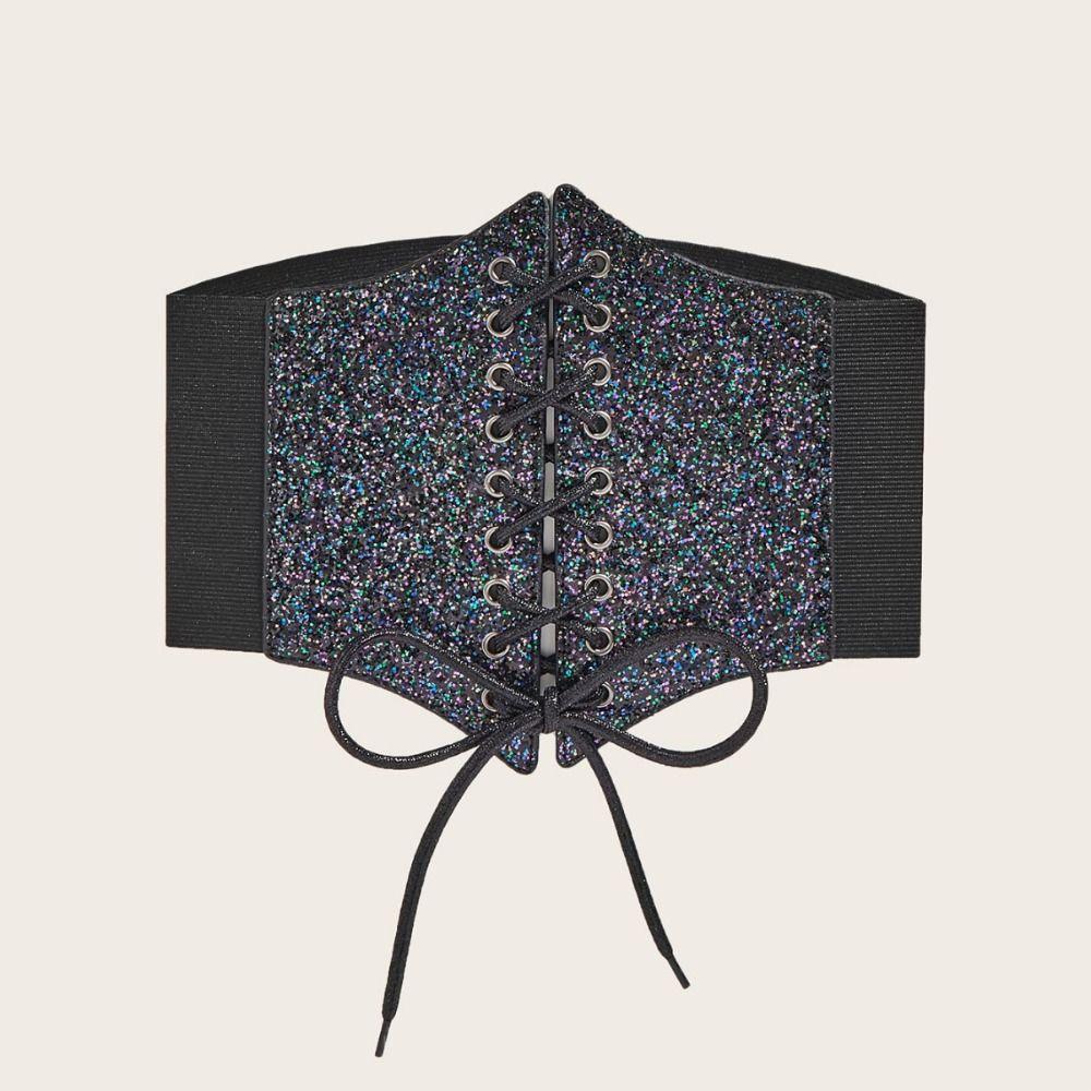 Elastic Gold Cummerbunds Shinny Blingbling Corset Belt Slimming Leopard Print Waistband  Dress