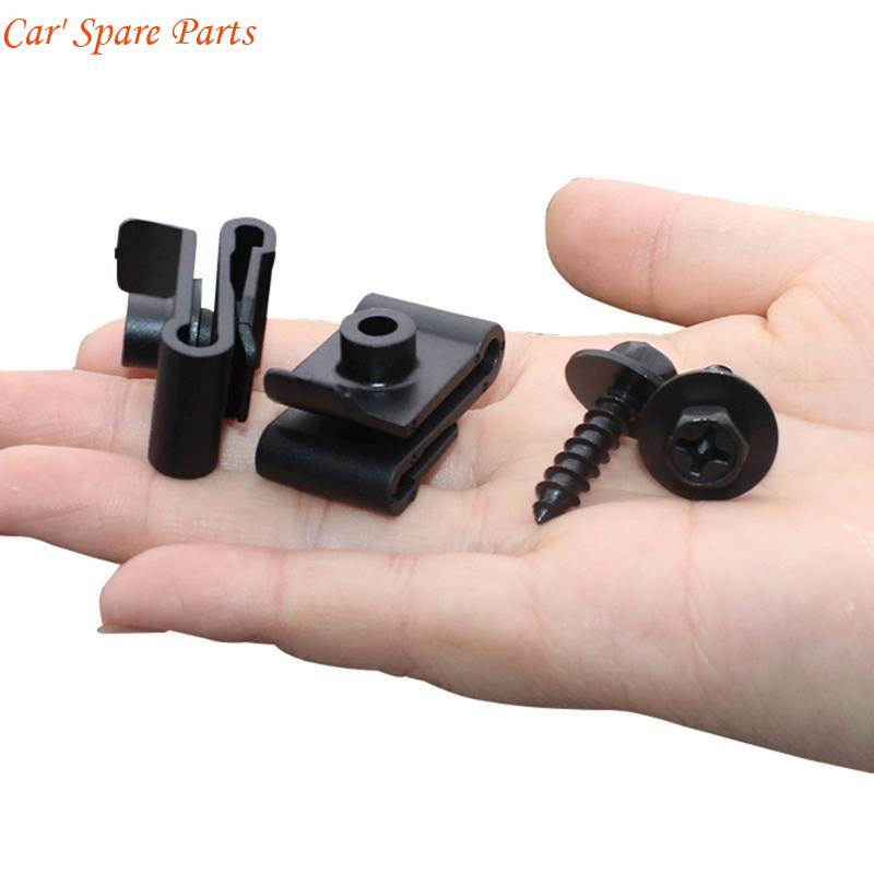 Y4UA Car Screw Base U-Type Mount Fastener Clips Bumper Door Panel Metal Clips