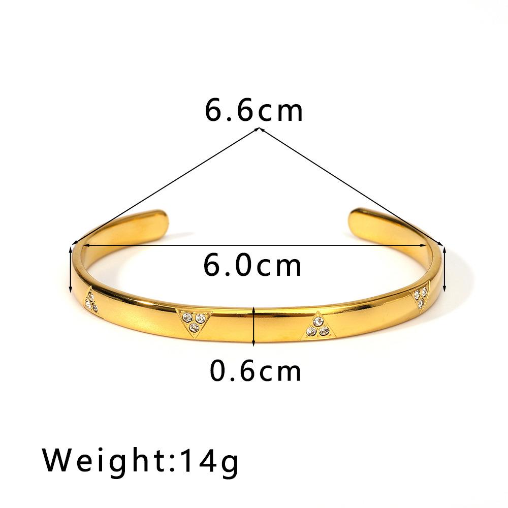 6mm Stainless Steel Zirconia Charm Bangle For Women Gold Color Rhinestone Bracelets