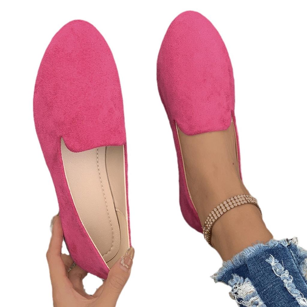 Women's casual single shoes women's Korean version of spring and autumn new shallow mouth flat bottom round head suede flat heel foreign trade large s